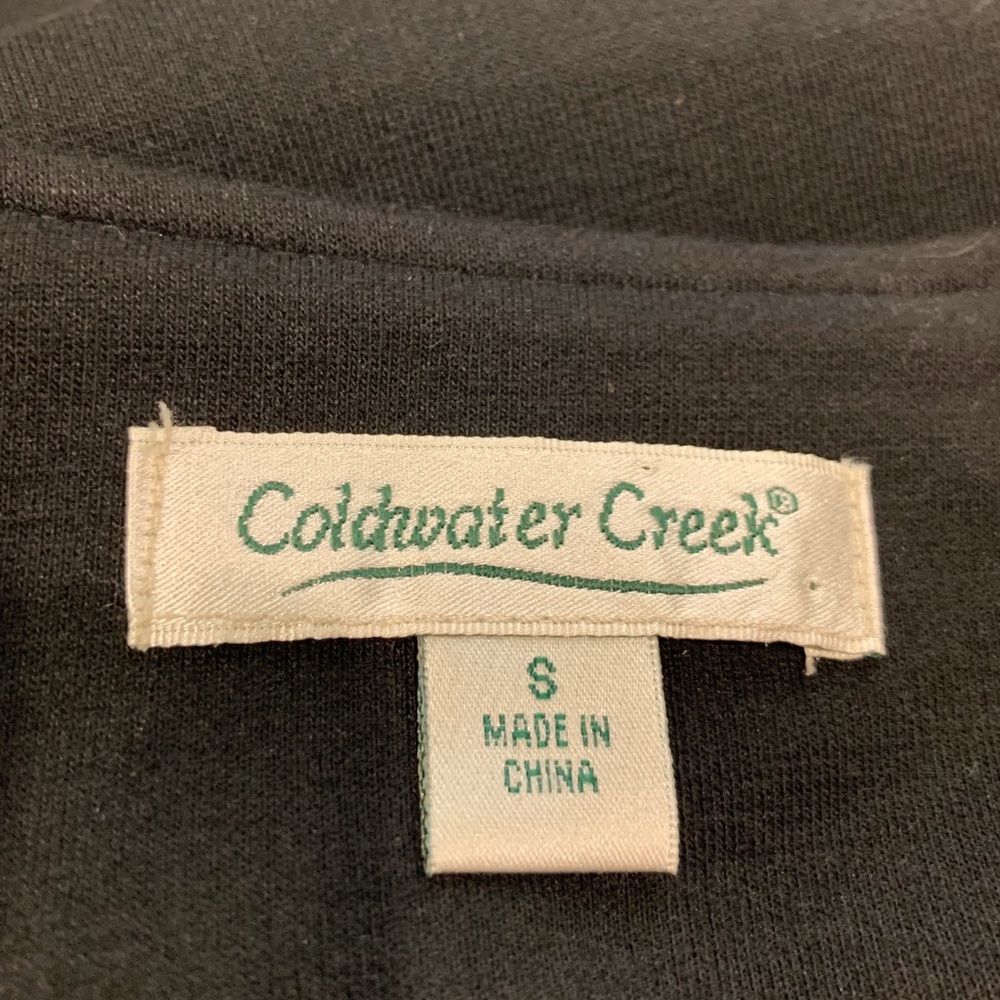 COLDWATER CREEK Vintage Swing Smock Blazer Top Black Small Carved Wood Buttons - Picture 7 of 9
